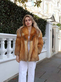 STUNNINT Fiery Red Fox Stunning Fluffy Fur Real Vintage Fur Coat