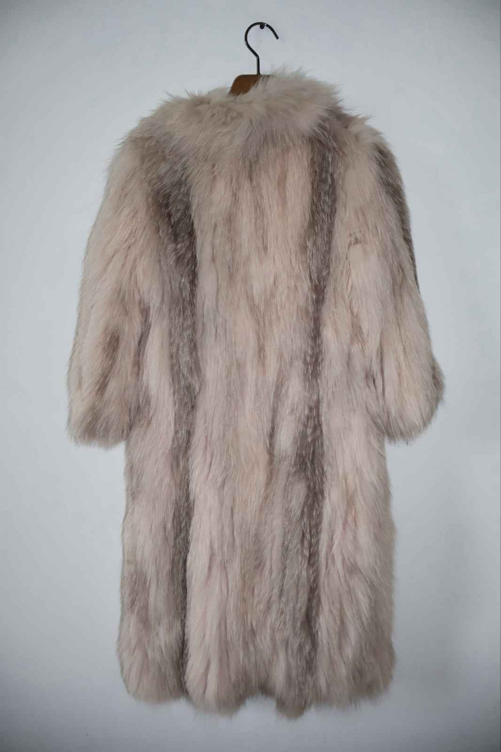Preowned Knitted Long Pink Fox Fur Coat Real Fur Soft Fluffy  XS