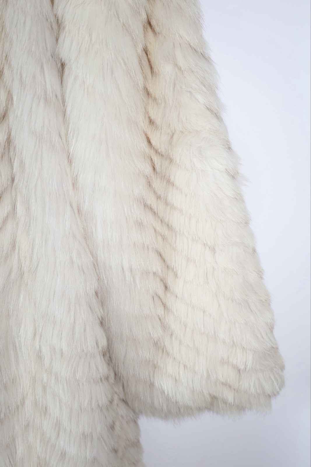 Carrie Bradshaw Style Long White Vintage Fox Fur Coat Size L