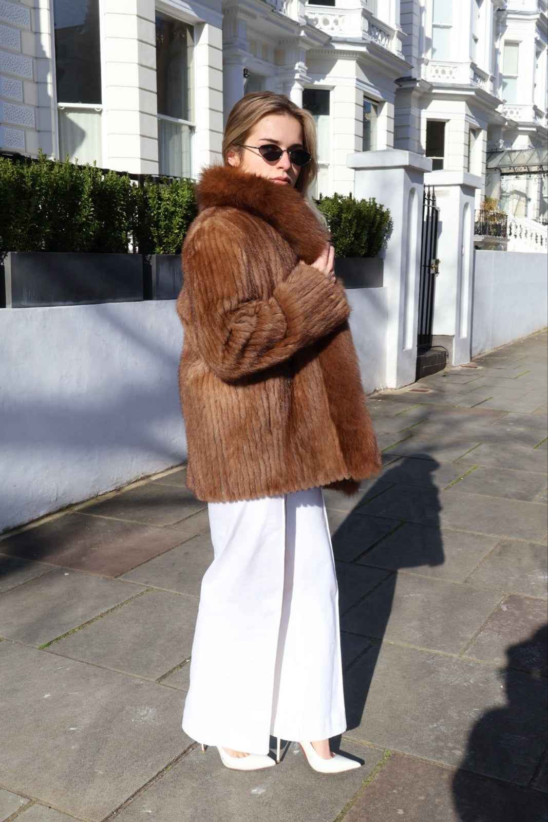 STUNNING Avanti Saga Mink And Fox Fur Vintage Coat Real Fur, Fits 8-14UK