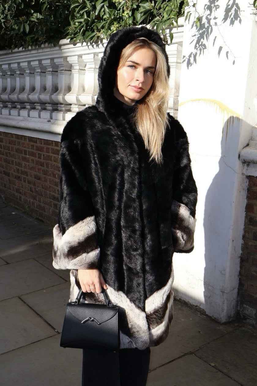 INCREDIBLE Kopenhagen Furs Real Fur Rex Rabbit dyed Chinchilla And