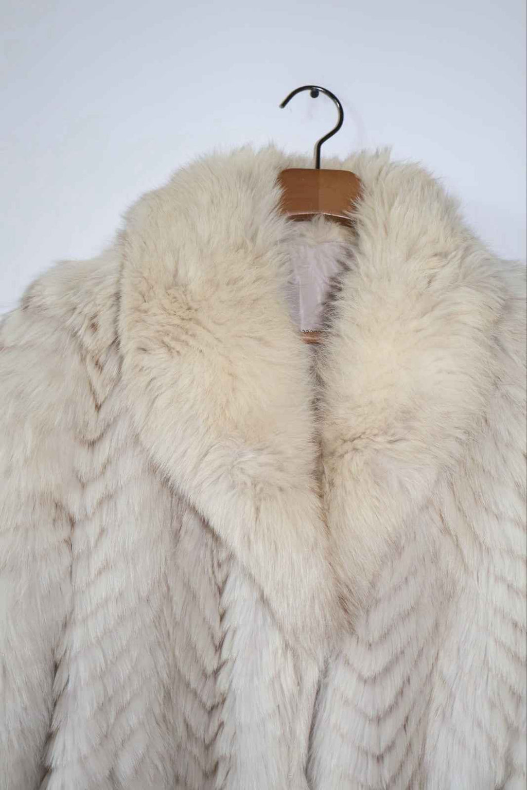 Carrie Bradshaw Style Long White Vintage Fox Fur Coat Size L
