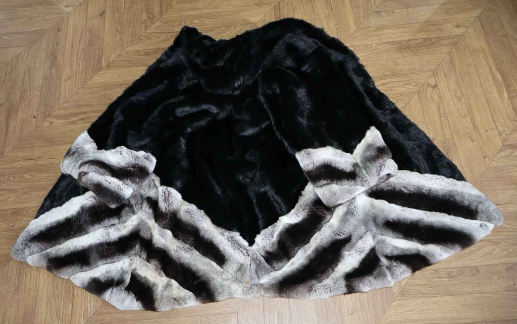 INCREDIBLE Kopenhagen Furs Real Fur Rex Rabbit dyed  Chinchilla And Mink Black