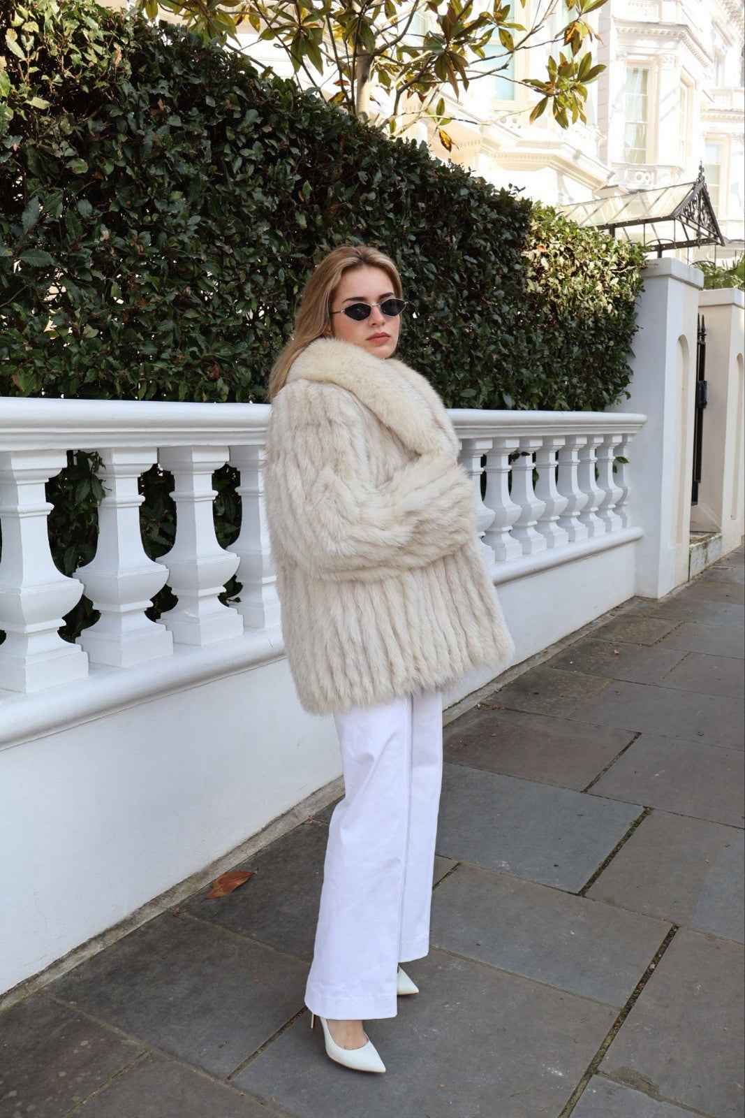 RARE L/XL Arctic Vintage Fox Fur Coat Real Fur Stunning