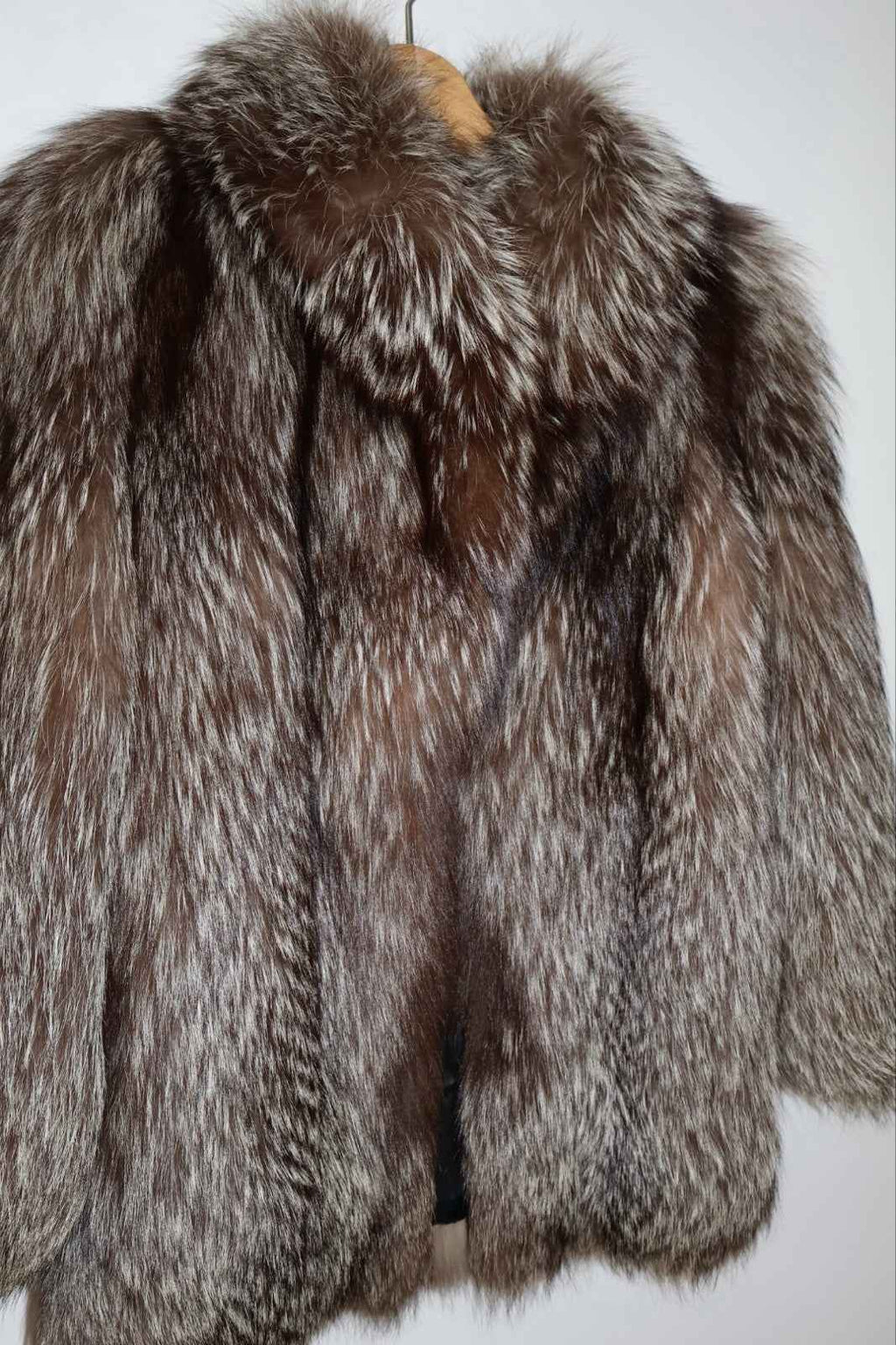 Vintage Silver Fox Fur Coat Real Fur Great Condition Size Small #81