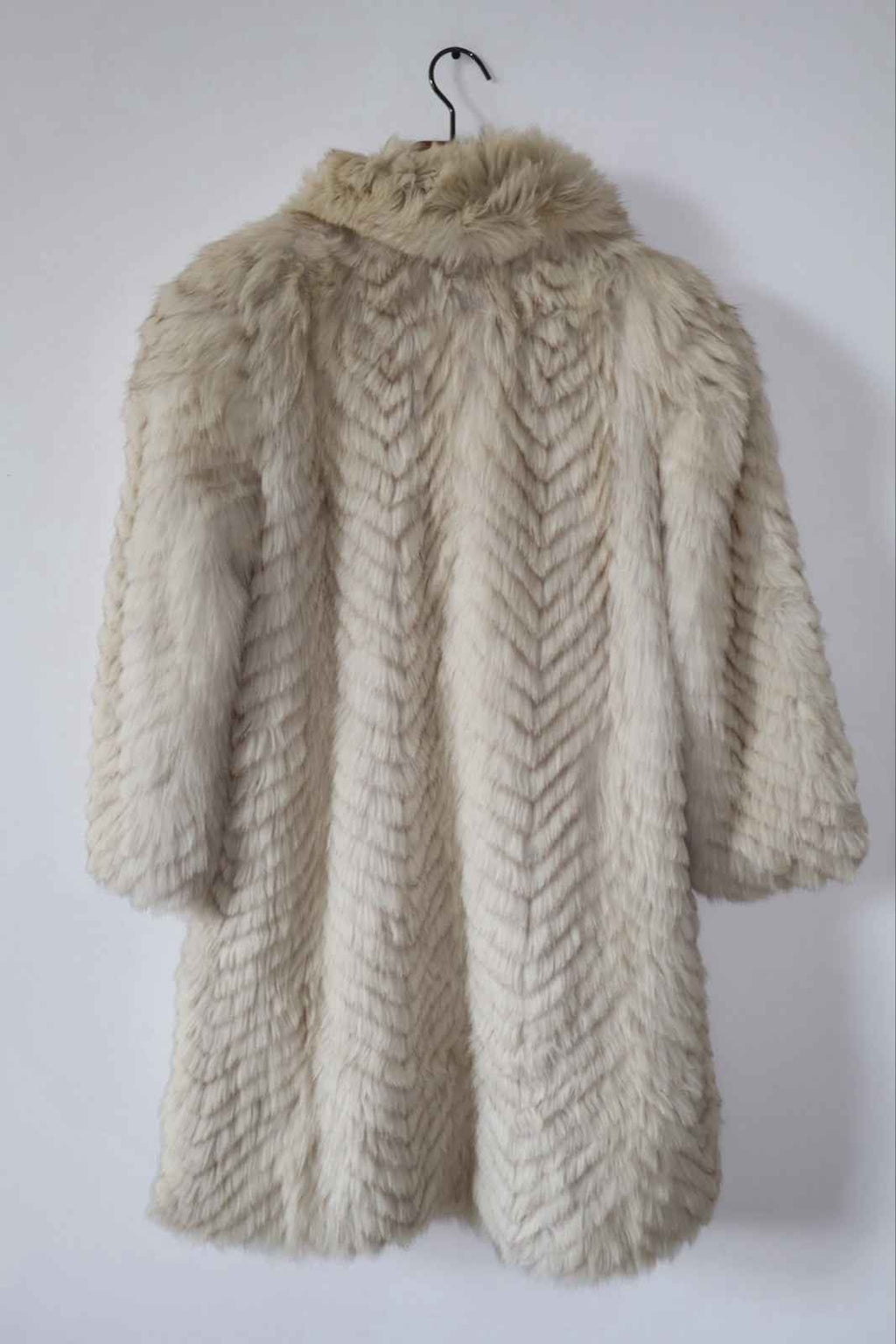 Carrie Bradshaw Style Long White Vintage Fox Fur Coat Size L