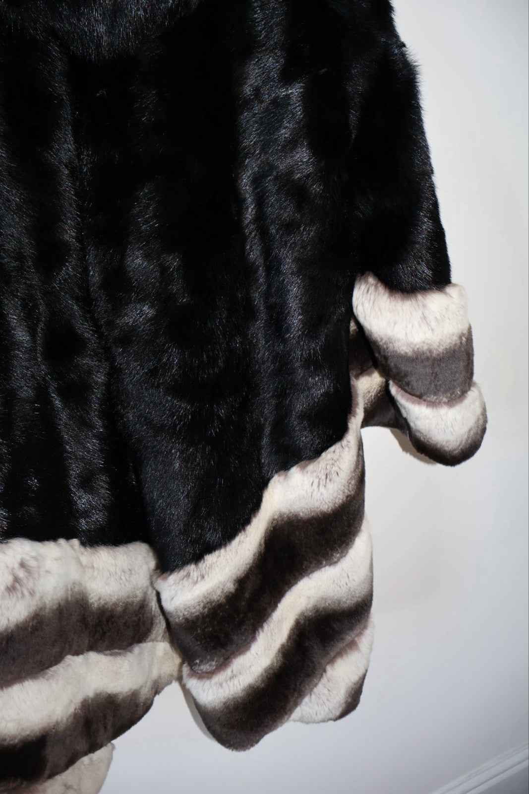INCREDIBLE Kopenhagen Furs Real Fur Rex Rabbit dyed  Chinchilla And Mink Black