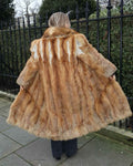 UNIQUE And FABULOUS Full Length Vintage Red Fox Fur Coat Real Fur Size Medium 87
