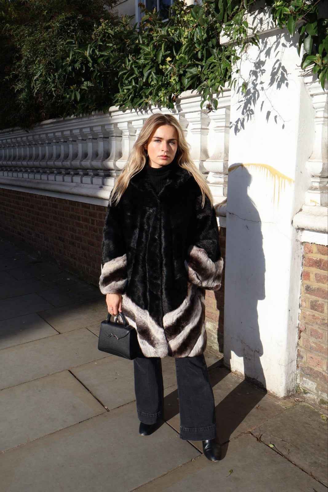 INCREDIBLE Kopenhagen Furs Real Fur Rex Rabbit dyed  Chinchilla And Mink Black