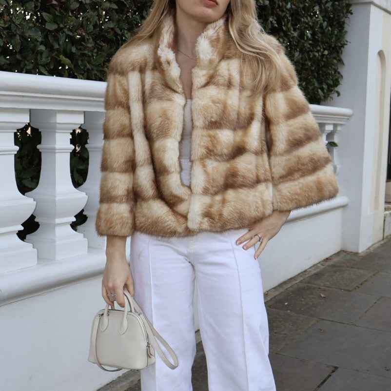 Real Fur Coat STUNNING Modern style, Mink? Marten? Fitch?