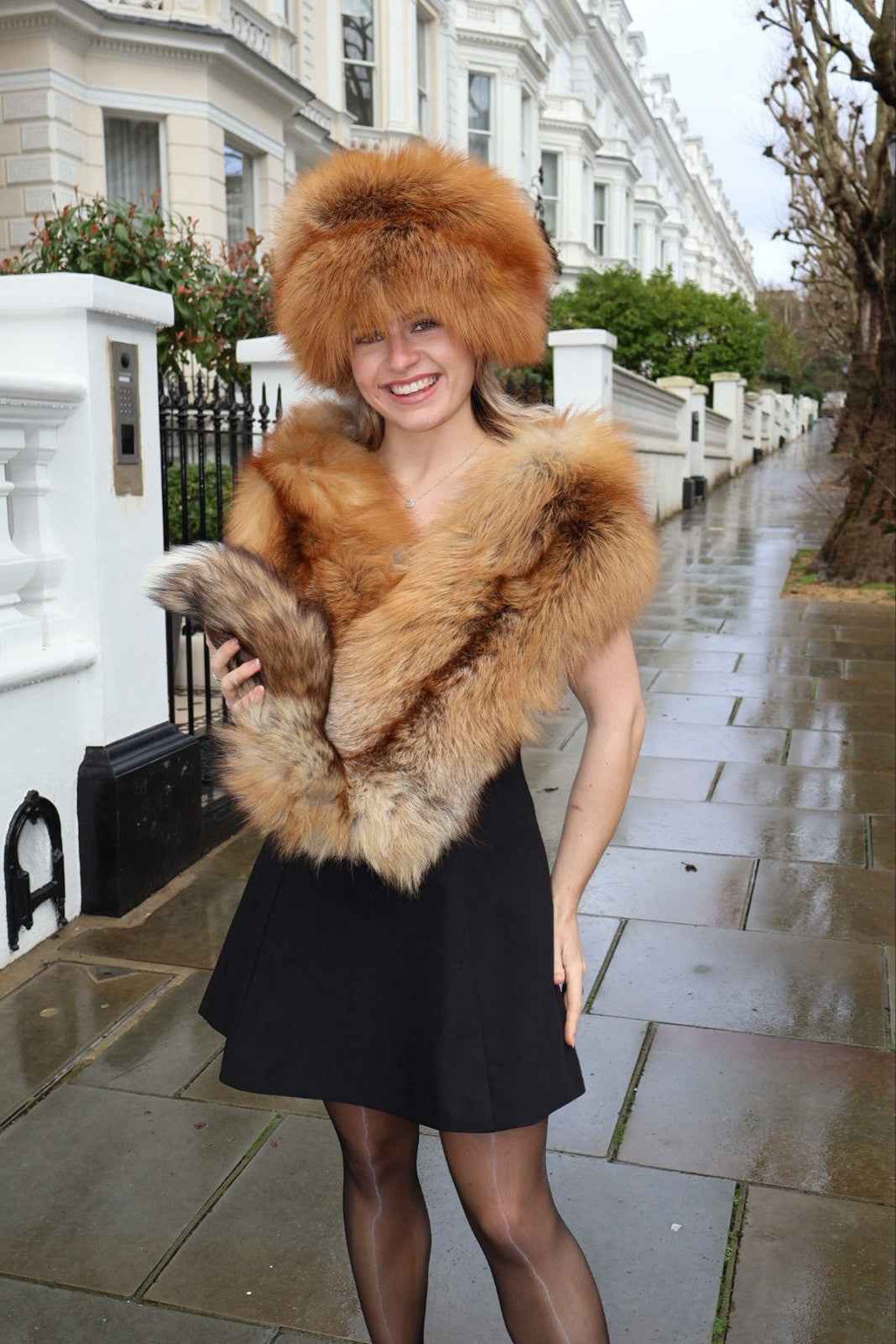 Incredible Red Fox Boa, Optional Matching Hat Real Fur Scarf Shawl