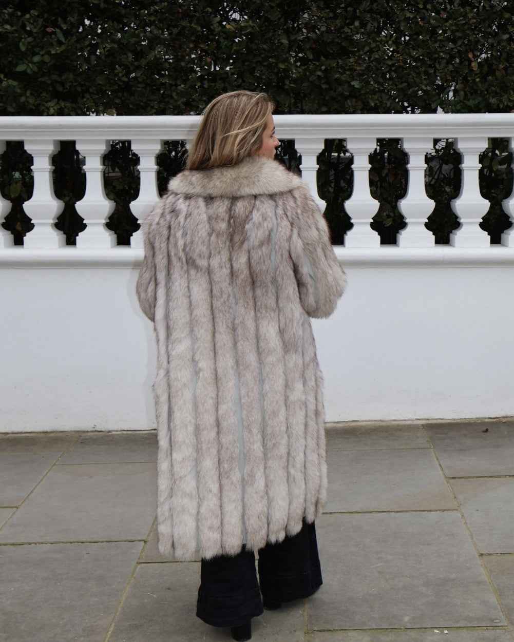 Full length  Long Arctic Fox Fur Coat Vintage Real Fur, Please Read