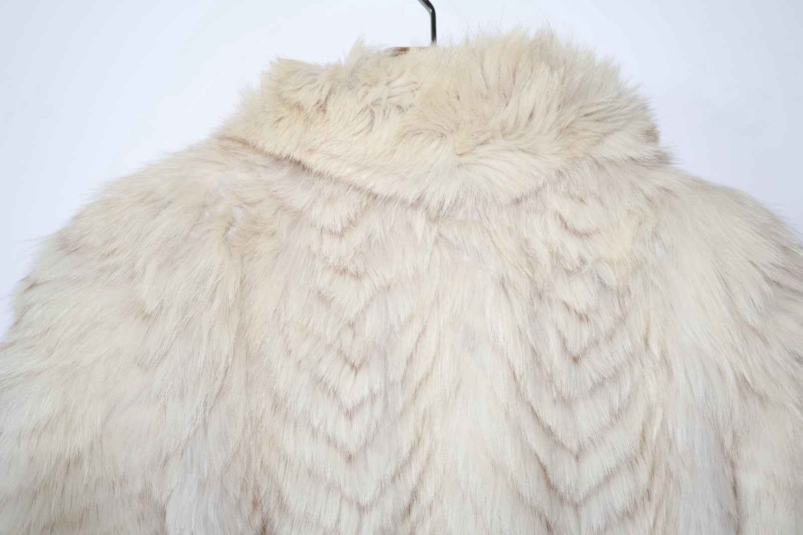 Carrie Bradshaw Style Long White Vintage Fox Fur Coat Size L