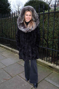 BEAUTIFUL Vintage Silver Fox And Mink Fur Coat Real Fur Hooded