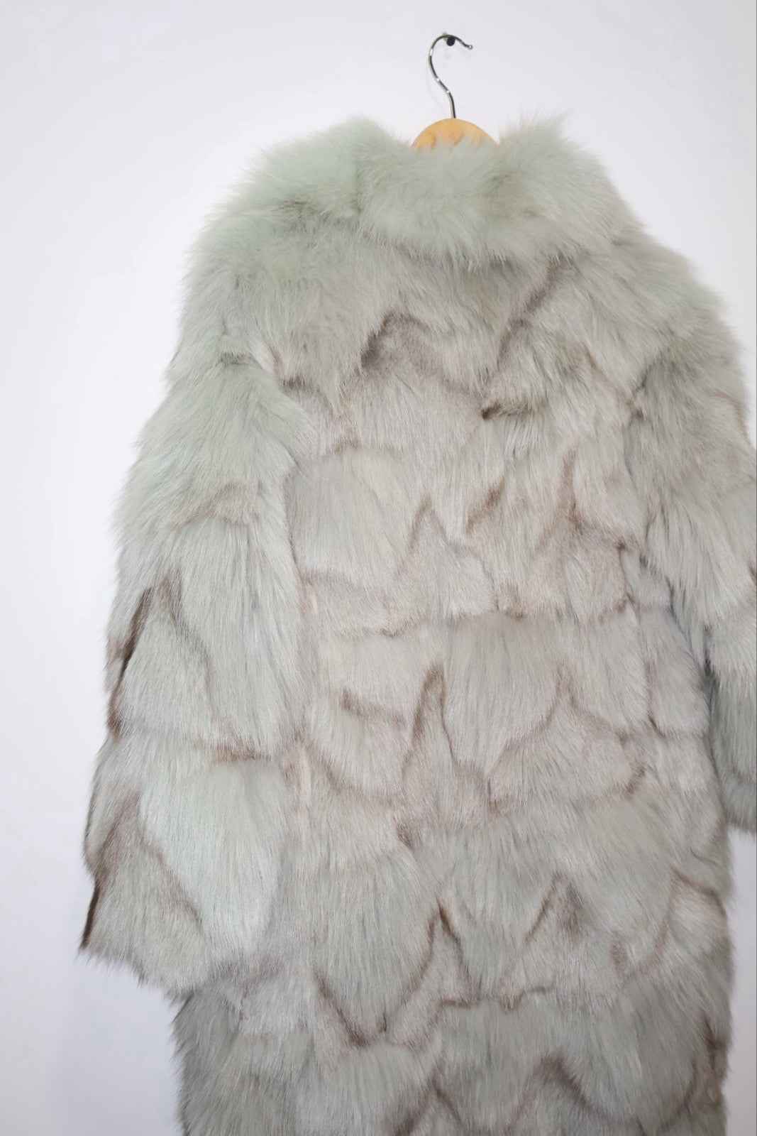 Fluffy White Fox Fur Coat Real Fur Long Size UK6-12 Small