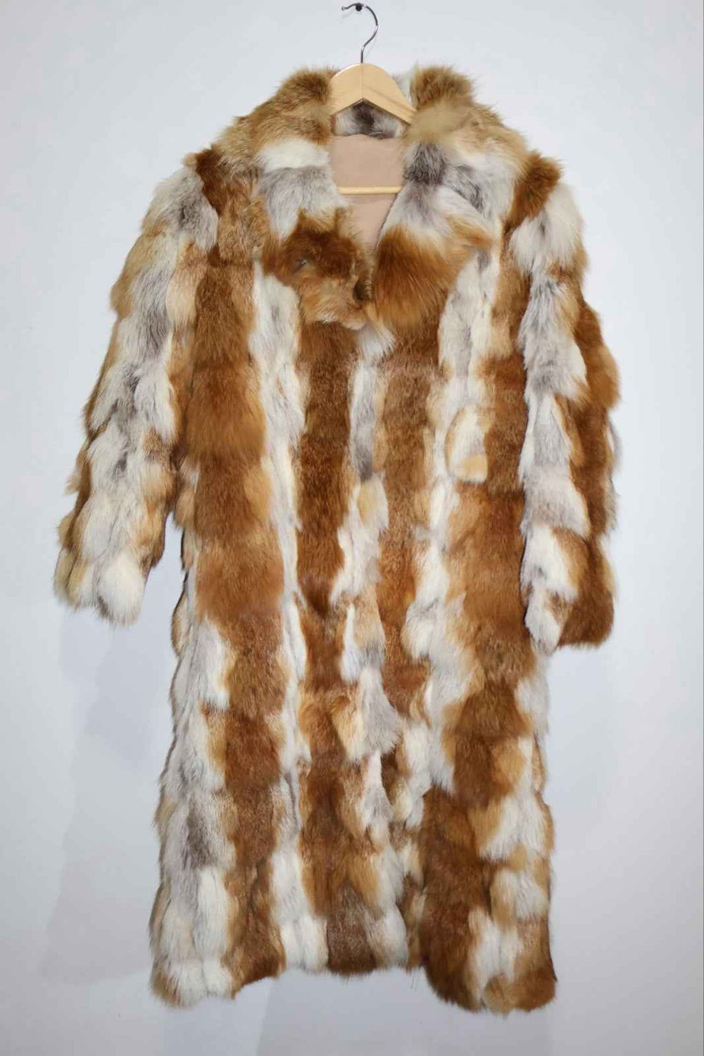 UNIQUE Vintage Red Fox Fur Long Coat Real Fur Medium Uk10-12