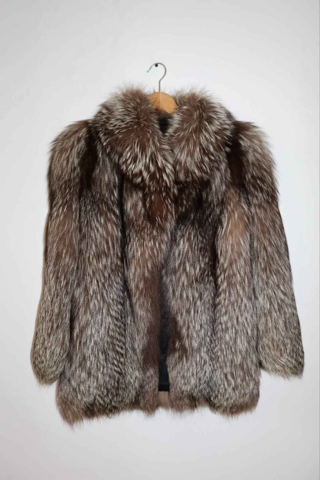 Vintage Silver Fox Fur Coat Real Fur Great Condition Size Small #81