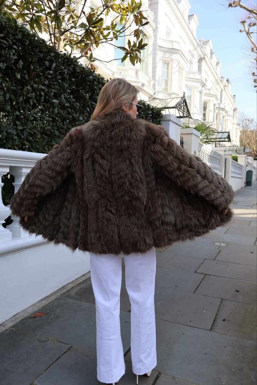 Vintage Josephine Chocolate Fox Fur Coat, Size Small 6-10UK