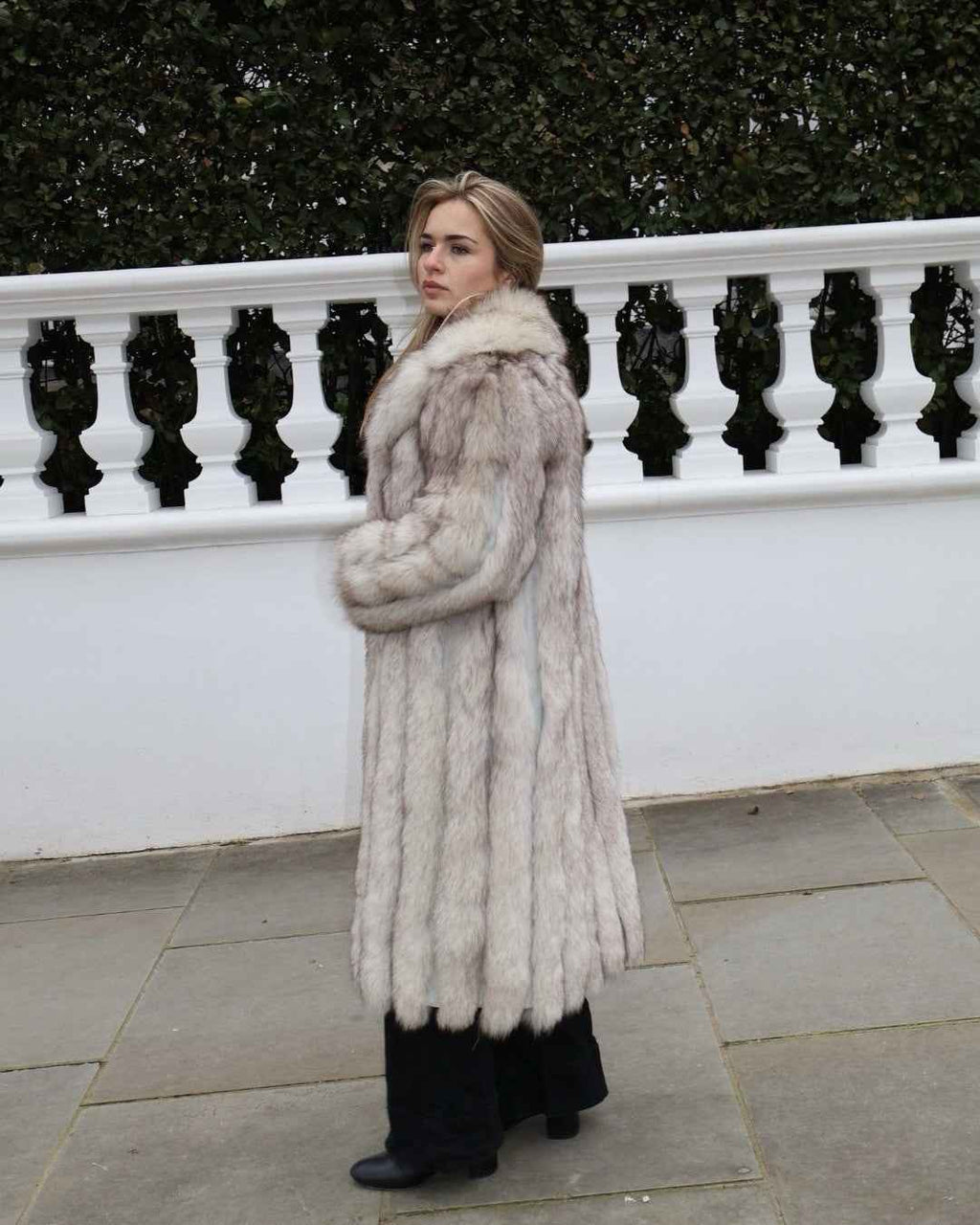 Full length  Long Arctic Fox Fur Coat Vintage Real Fur, Please Read