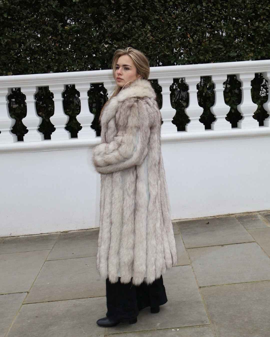 Full length  Long Arctic Fox Fur Coat Vintage Real Fur, Please Read