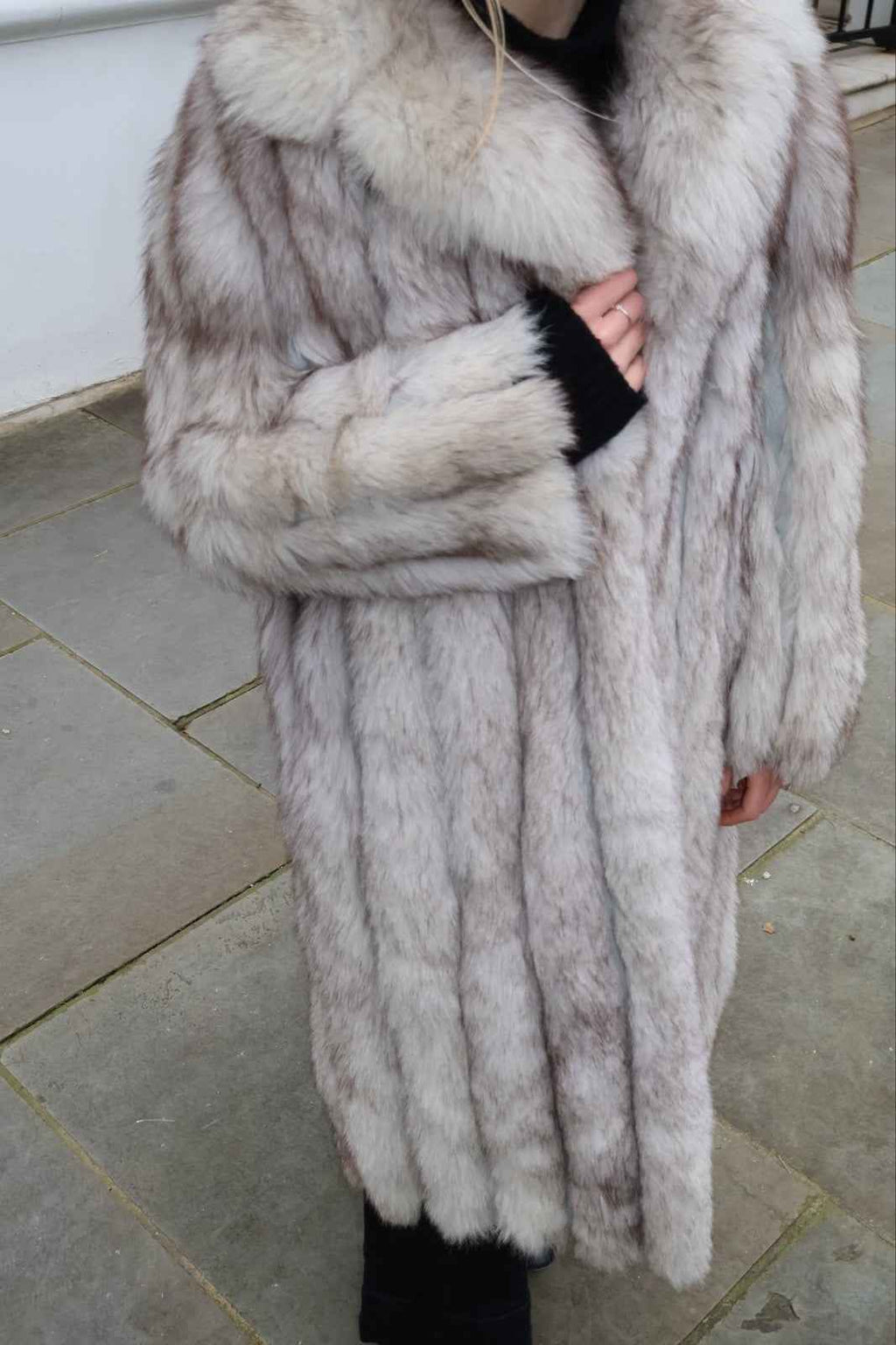 Full length  Long Arctic Fox Fur Coat Vintage Real Fur, Please Read