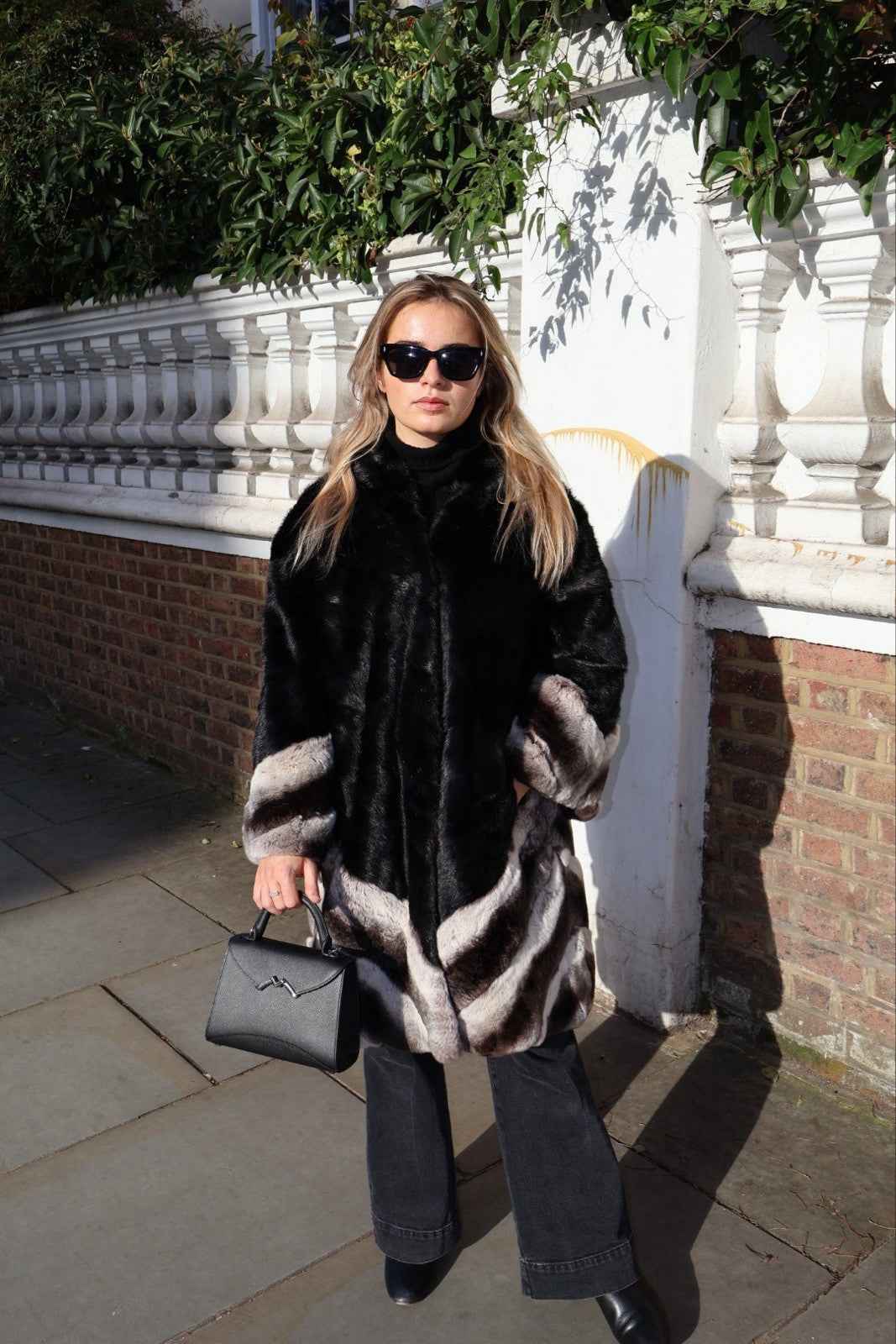 INCREDIBLE Kopenhagen Furs Real Fur Rex Rabbit dyed  Chinchilla And Mink Black