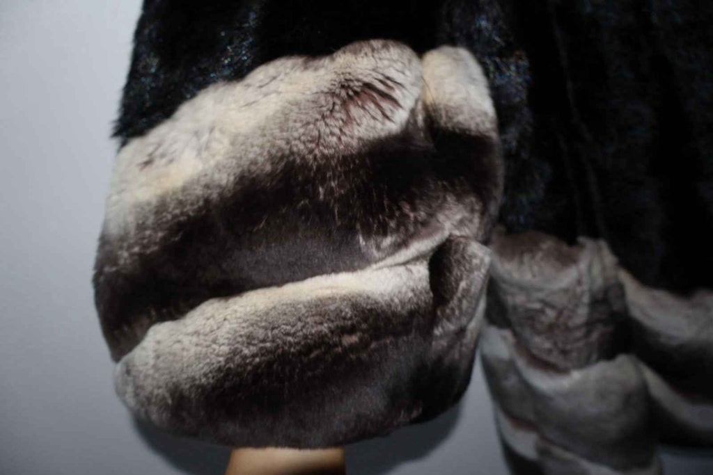 INCREDIBLE Kopenhagen Furs Real Fur Rex Rabbit dyed  Chinchilla And Mink Black