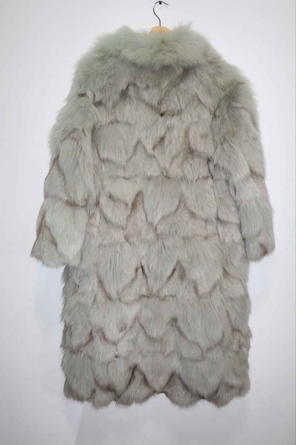 Fluffy White Fox Fur Coat Real Fur Long Size UK6-12 Small