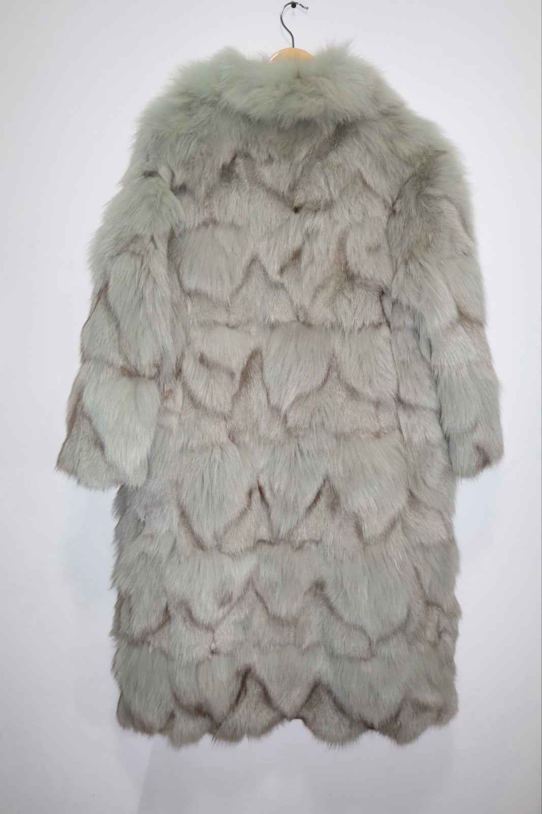 Fluffy White Fox Fur Coat Real Fur Long Size UK6-12 Small