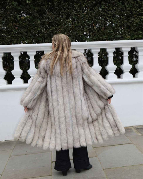 Full length  Long Arctic Fox Fur Coat Vintage Real Fur, Please Read