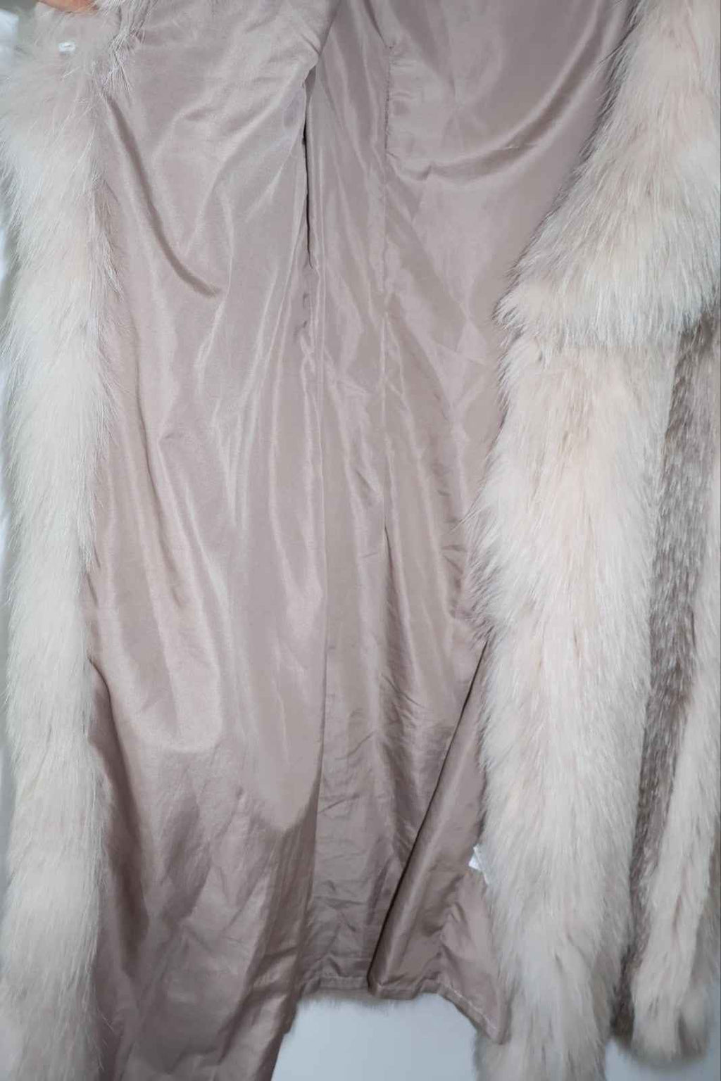 Preowned Knitted Long Pink Fox Fur Coat Real Fur Soft Fluffy  XS