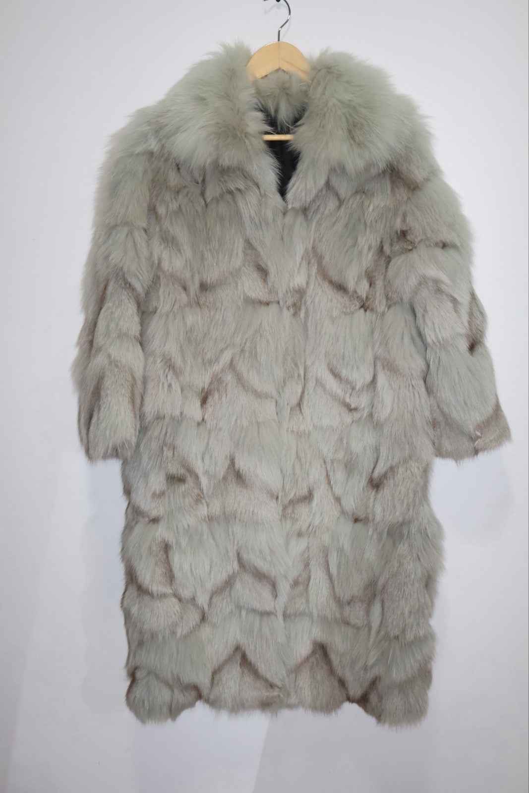 Fluffy White Fox Fur Coat Real Fur Long Size UK6-12 Small