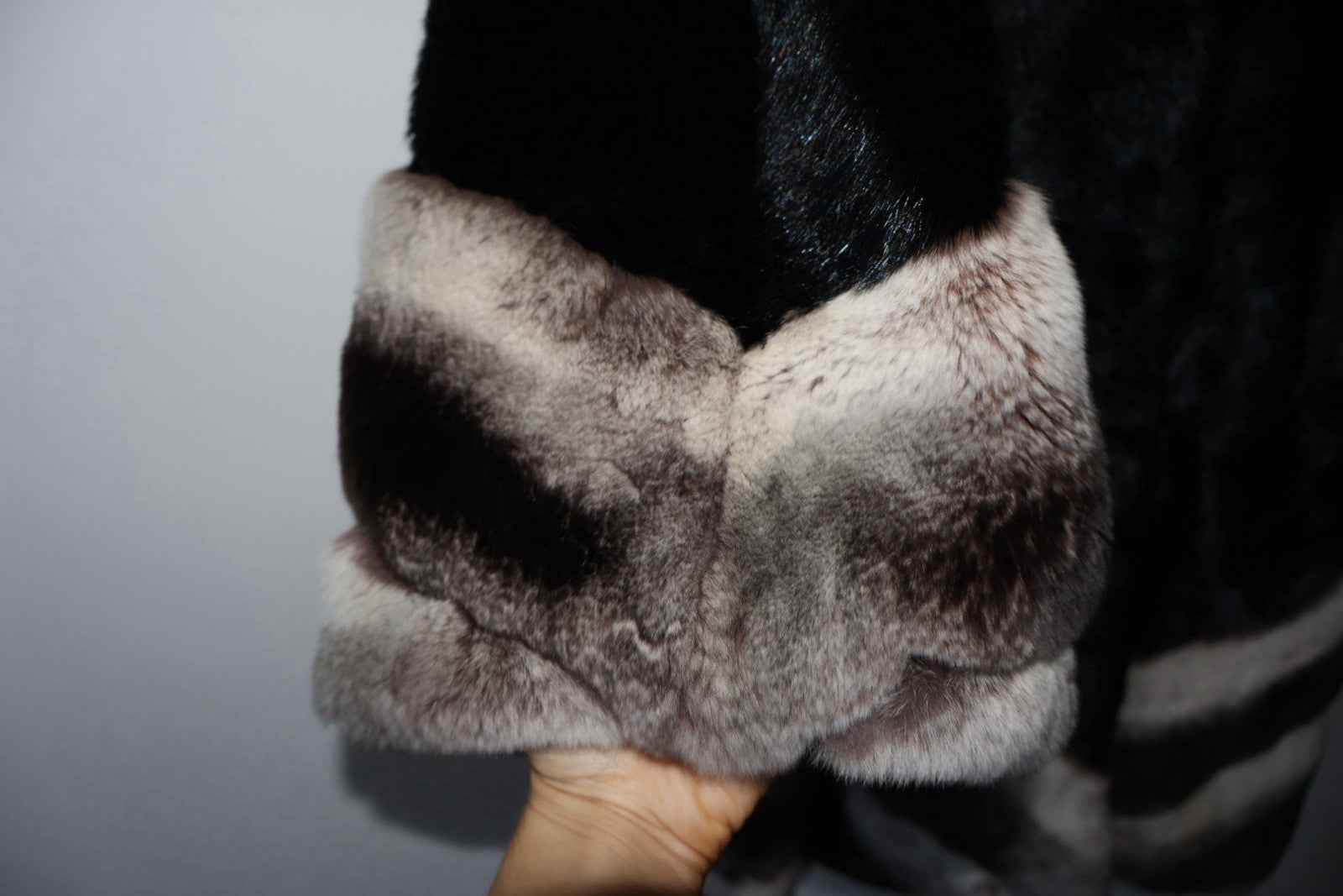 INCREDIBLE Kopenhagen Furs Real Fur Rex Rabbit dyed  Chinchilla And Mink Black
