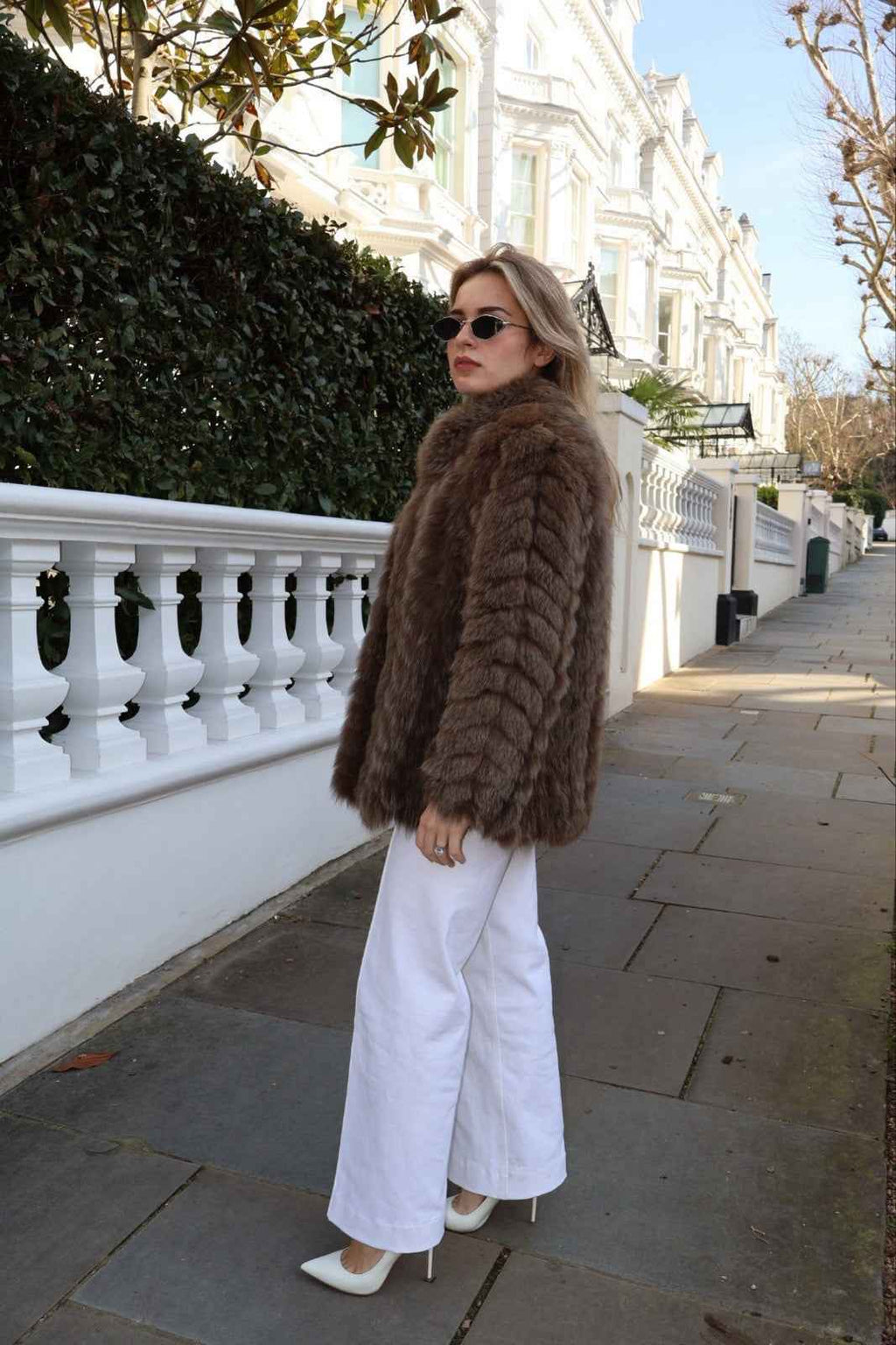 Vintage Josephine Chocolate Fox Fur Coat, Size Small 6-10UK