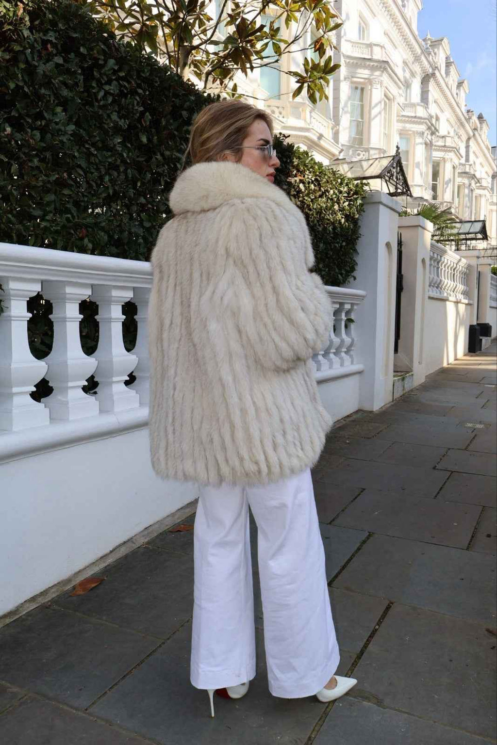 RARE L/XL Arctic Vintage Fox Fur Coat Real Fur Stunning