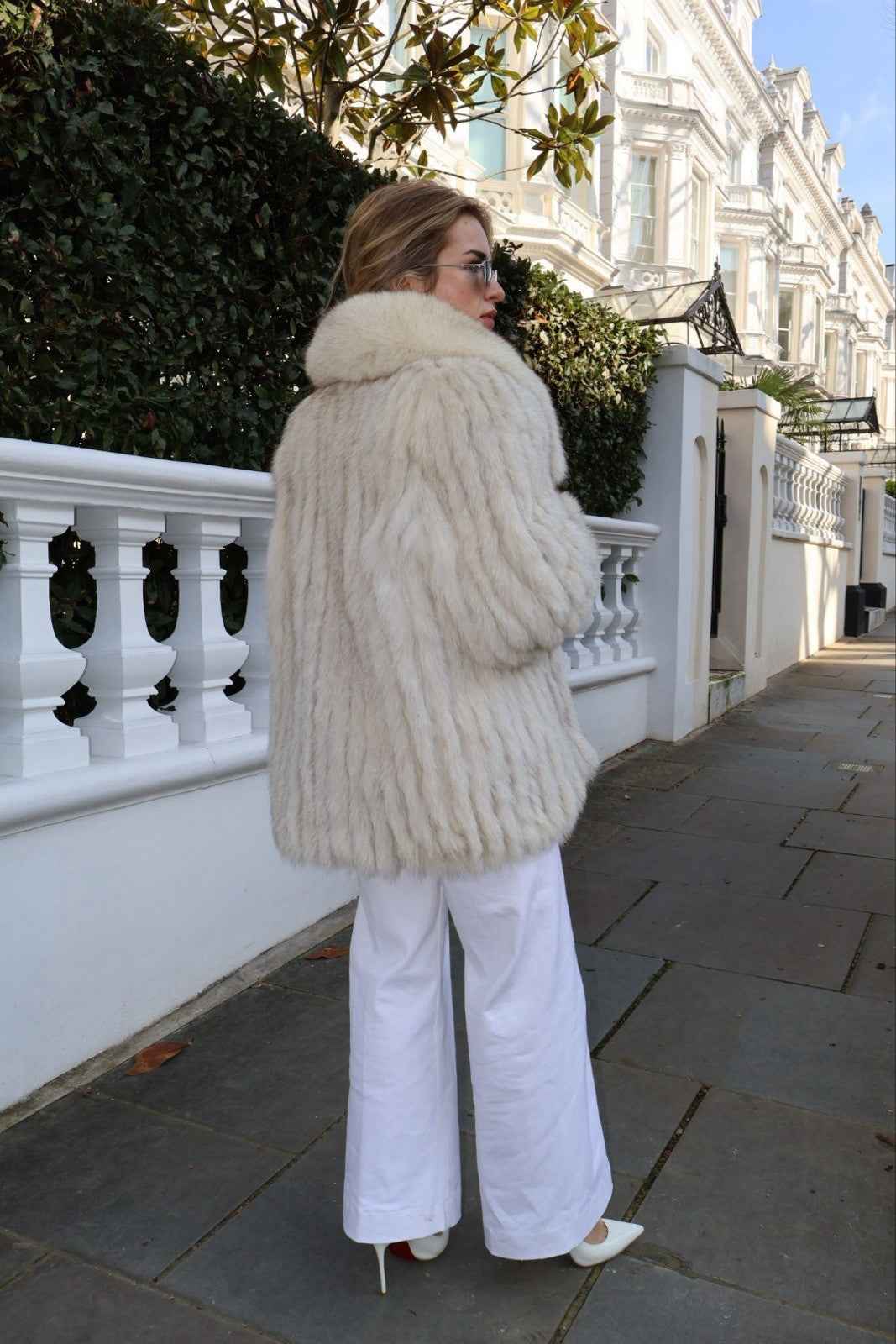 RARE L/XL Arctic Vintage Fox Fur Coat Real Fur Stunning