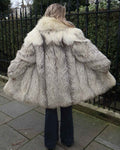 RARE PLATINUM FOX Vintage Fox Fur Coat Size M-L Real Fur
