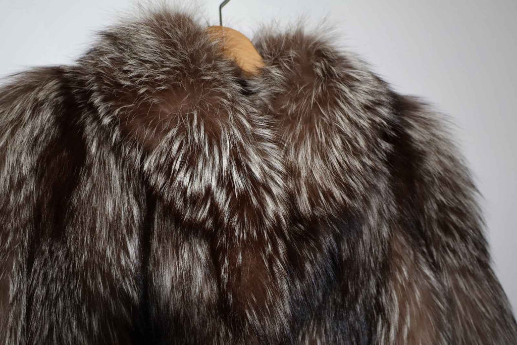 Vintage Silver Fox Fur Coat Real Fur Great Condition Size Small #81