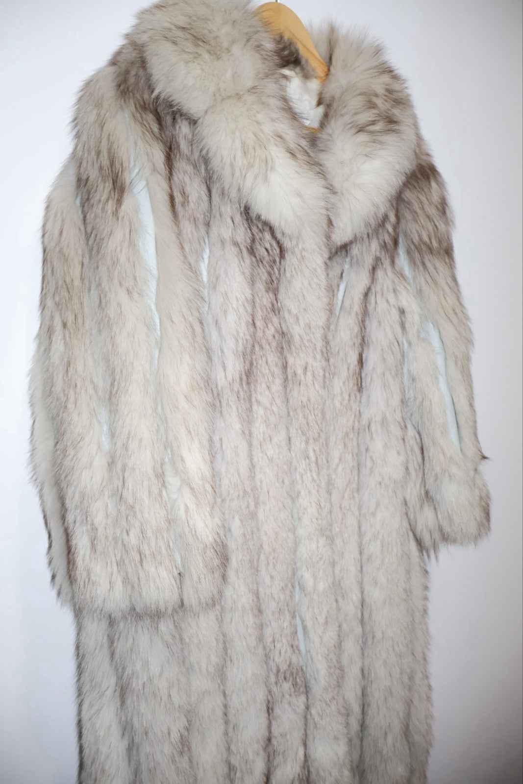Full length  Long Arctic Fox Fur Coat Vintage Real Fur, Please Read