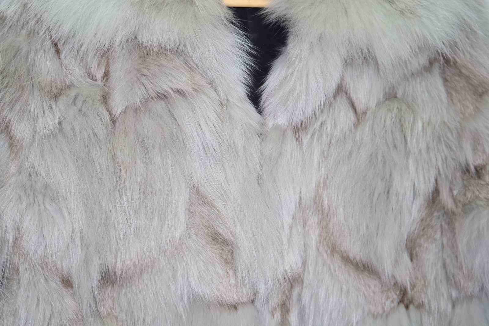 Fluffy White Fox Fur Coat Real Fur Long Size UK6-12 Small