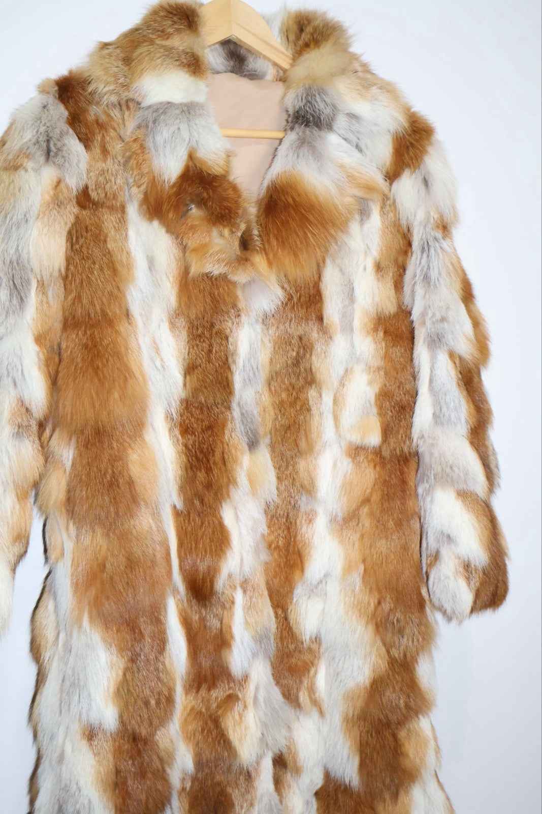 UNIQUE Vintage Red Fox Fur Long Coat Real Fur Medium Uk10-12