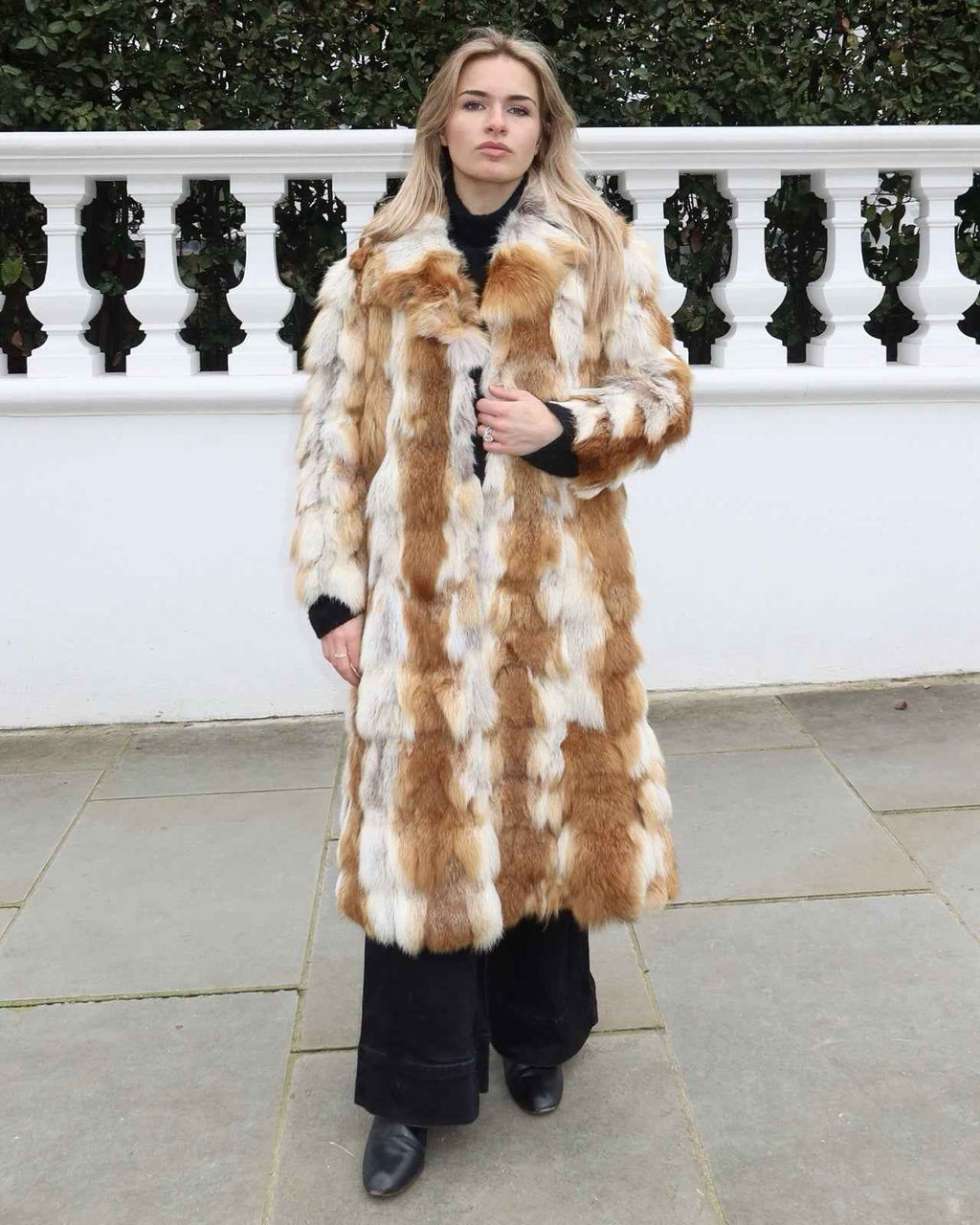 UNIQUE Vintage Red Fox Fur Long Coat Real Fur Medium Uk10-12