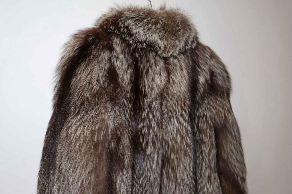 Vintage Silver Fox Fur Coat Real Fur Great Condition Size Small #81