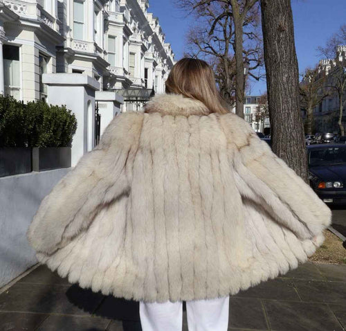 EXCEPTIONAL ARCTIC FOX Vintage Fur Coat, Extremely Fluffy And Soft