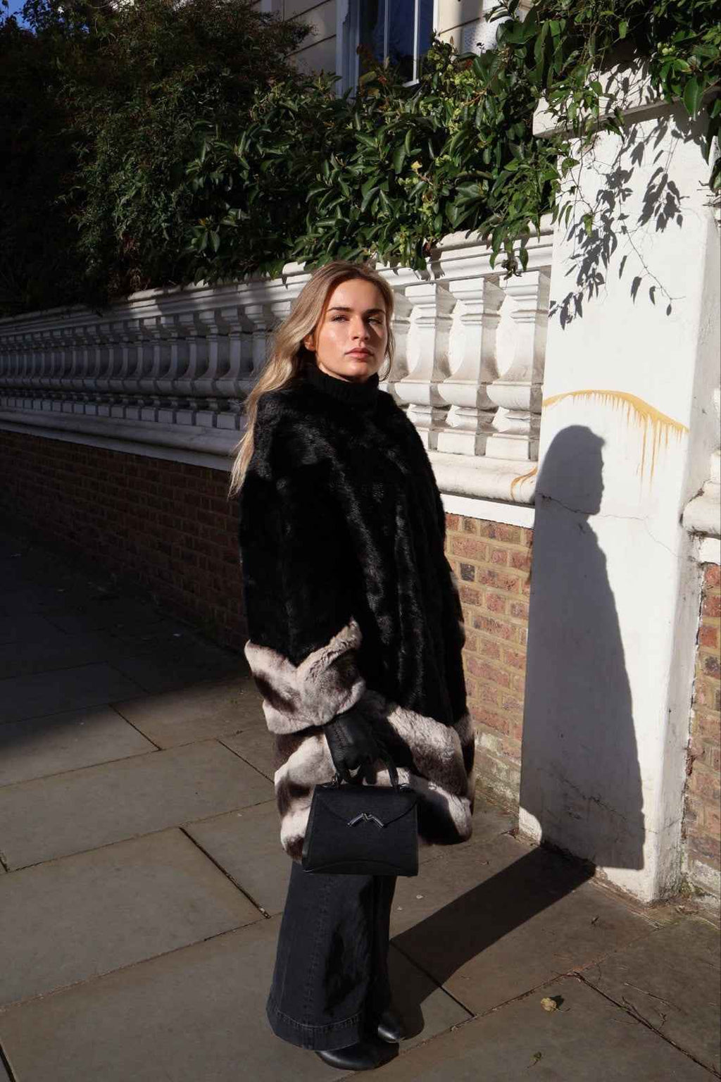 INCREDIBLE Kopenhagen Furs Real Fur Rex Rabbit dyed  Chinchilla And Mink Black
